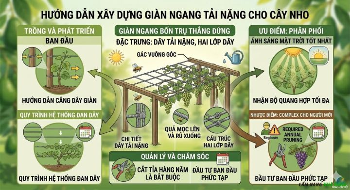 Hướng dẫn làm gian ngang cho cây nho