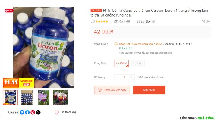Sản phần Calciam bổn 1 Thái Lan bán tại Shopee hơn 2k lượt mua