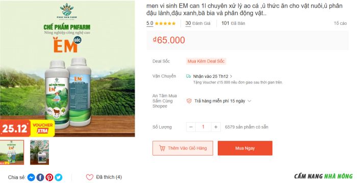 Giá men vi sinh bán tại Shopee